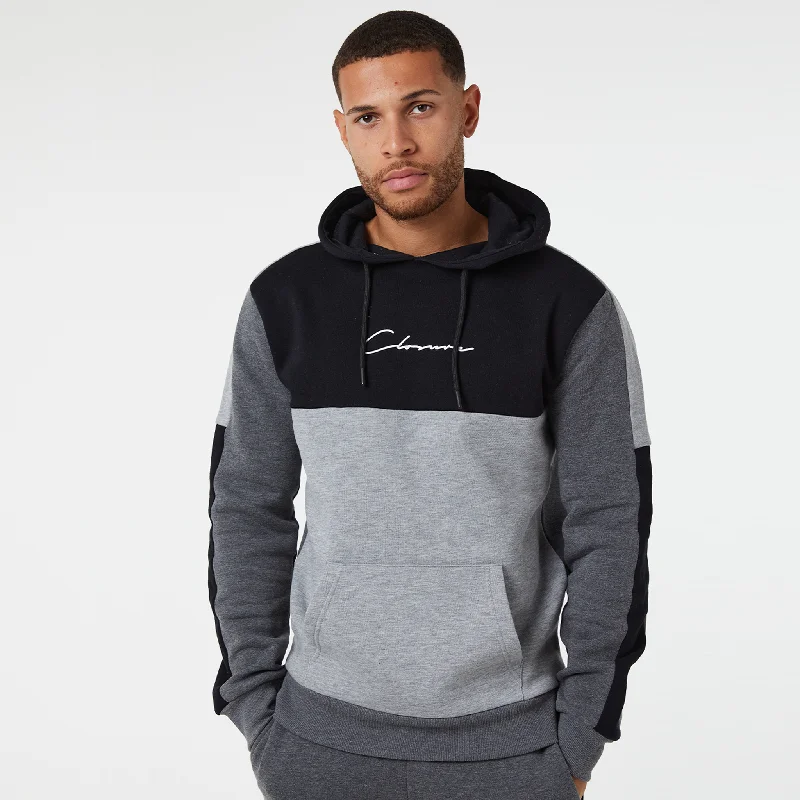 Steals and Deals Multi Panel Hoody | Charcoal Marl