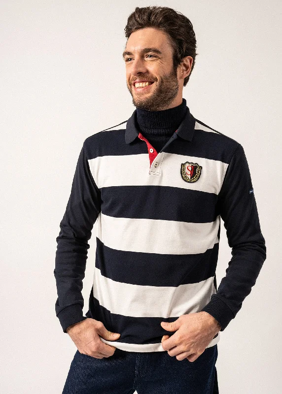 Markdowns Pierrot Rugby-style Striped Polo Shirt - long sleeves, with SAINT JAMES badge (AMIRAL/ECUME)