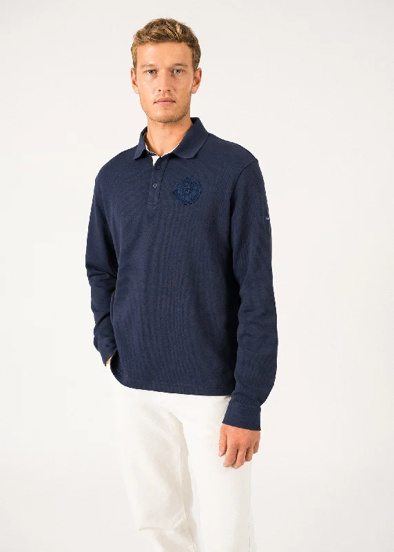 Online Only Prosper Long-sleeved Polo Shirt - in cotton, with SAINT JAMES badge (AMIRAL)