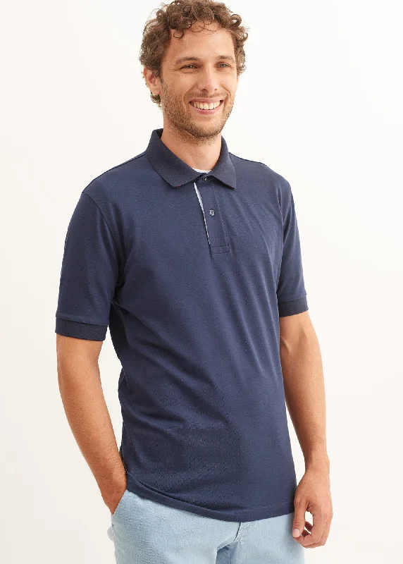 Huge Discounts Rayan polo shirt in cotton stretch - pique knit, embroidered (MARINE)