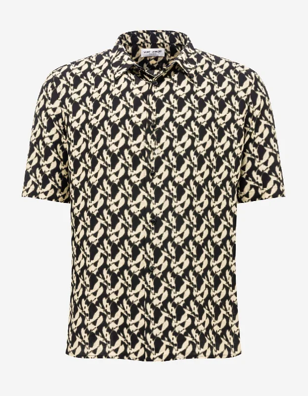 Deal Zone Saint Laurent Black & Beige Print Shirt