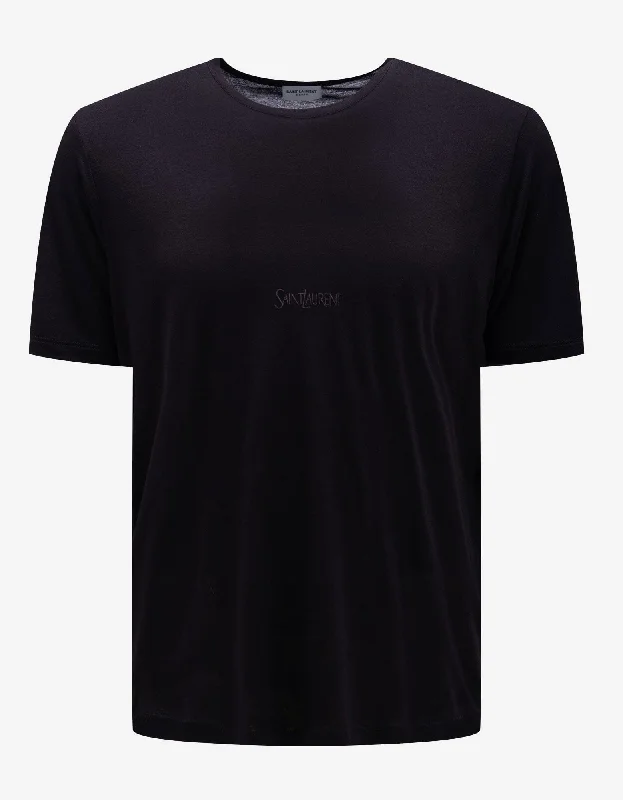 Exclusive Access Saint Laurent Black Logo Embroidered T-Shirt