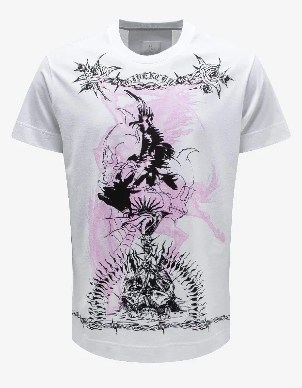 Closeout Givenchy White Gothic Print Oversized T-Shirt