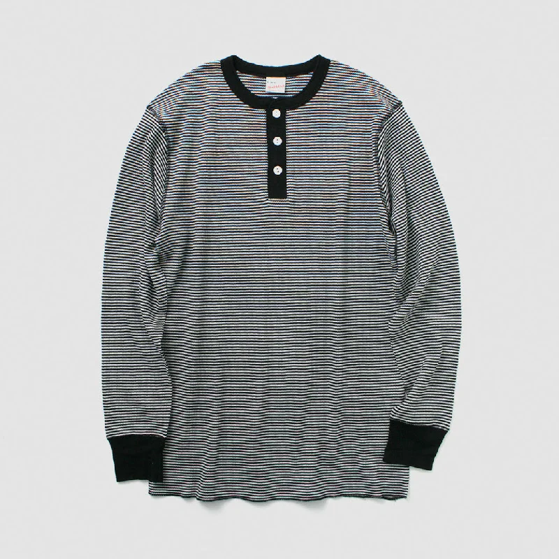 Pay Less Health Knit / Basic Waffle Henley Neck长袖