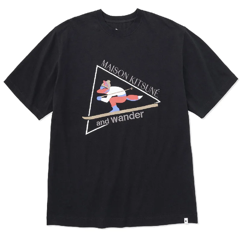 Deal Mania And Wander x Maison Kitsune Skiing Fox Dry Cotton S/S Tee Black