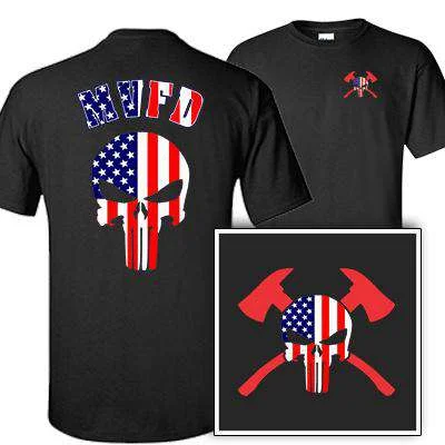 Price Reduction American Skull Design, Firefighter T-Shirt