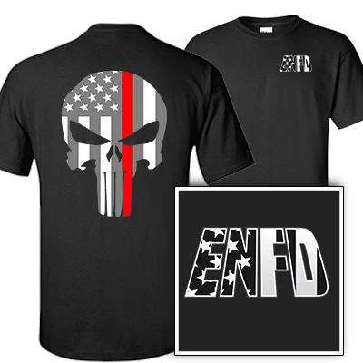 Big Discounts Red Striped Skull Design, Thin Red Line Firefighter Shirt