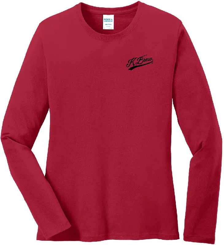 Online Deal Port & Company Ladies Long Sleeve Cotton T-Shirt