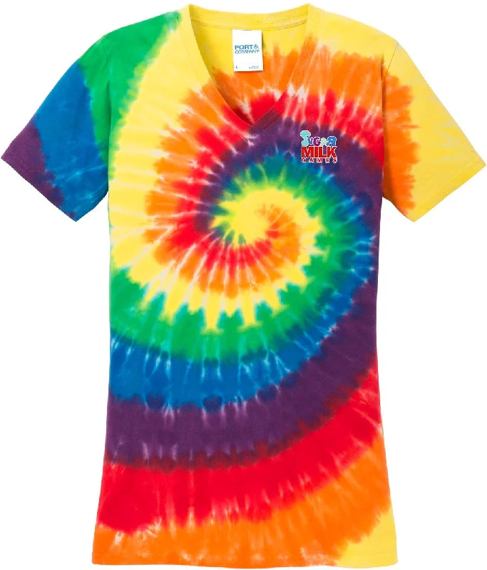 Weekend Discounts to Enjoy Port & Company Ladies Tie-Dye V-Neck Tee