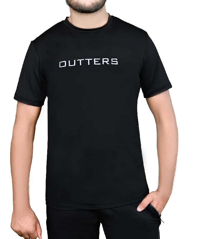 Weekend Deals That Dazzle Outters Men Performance Dry fit Sports Half sleeve T shirt  Gym Fitness  Black