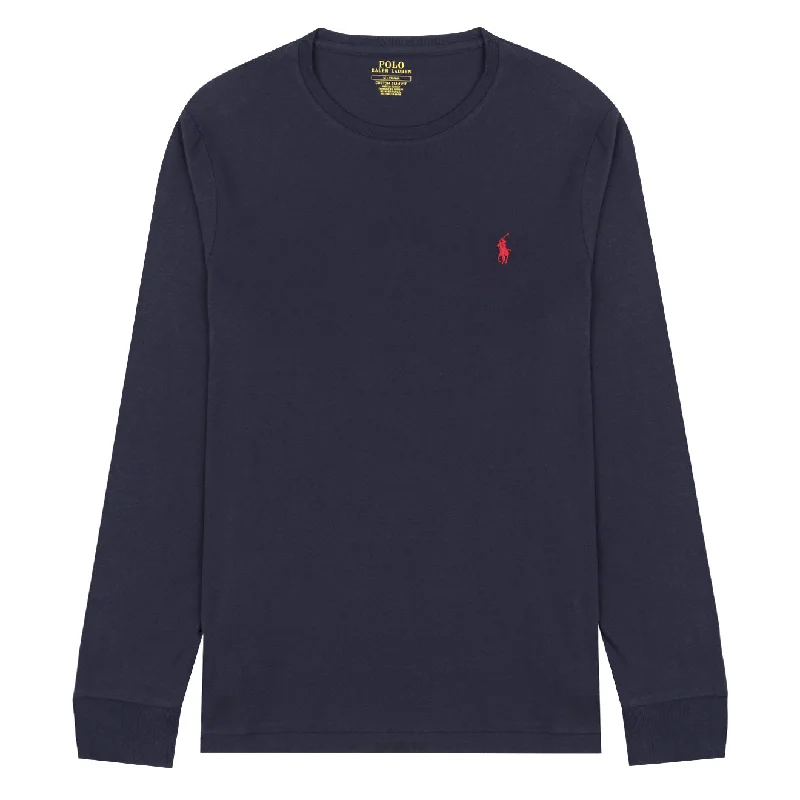 Must-Have Deals Polo Ralph Lauren Custom Slim Fit Cotton LS T-Shirt Ink Navy