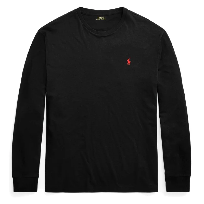 Mega Sale Polo Ralph Lauren Custom Slim Fit Cotton LS T-Shirt Polo Black