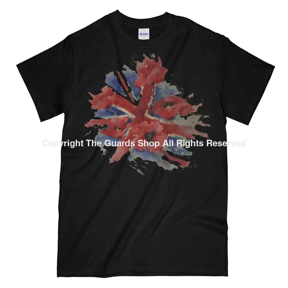 Weekend Specials to Savor POPPIES ON UNION FLAG Watercolour Printed T-Shirt