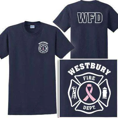 Act Fast Breast Cancer Ribbon Maltese Cross Design, Firefighter T-Shirt