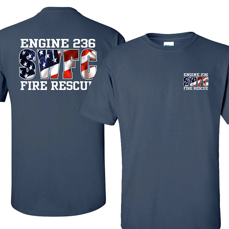 Super Deal Wavy American Flag Design, Firefighter T-Shirt