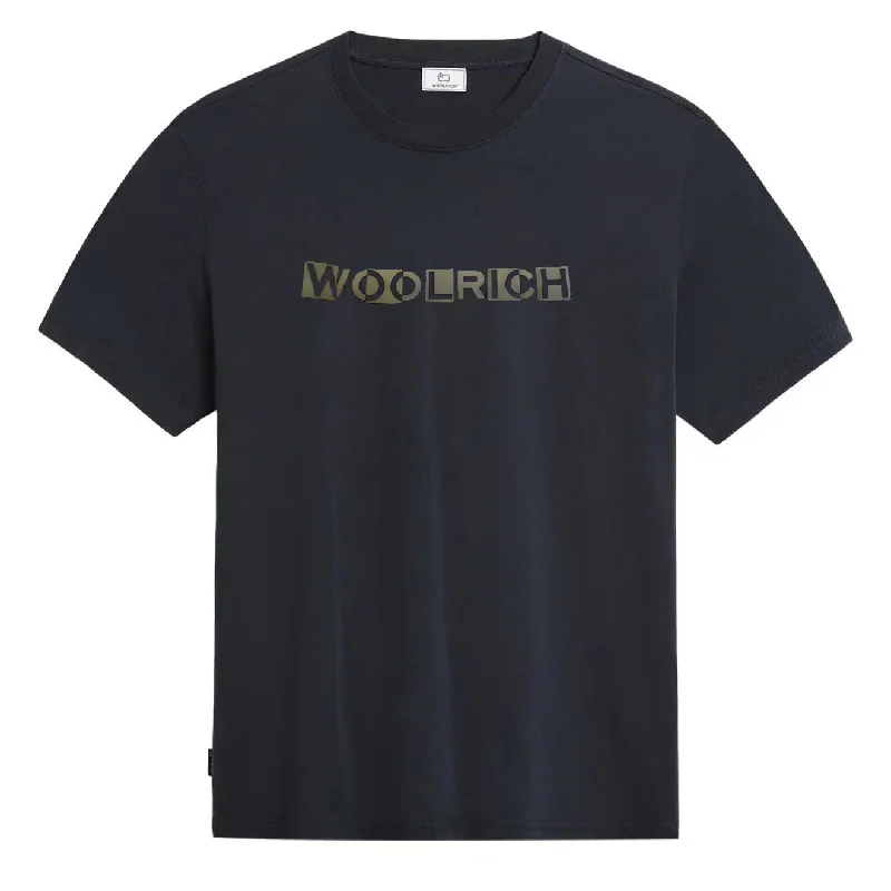 Low Cost Woolrich Intarsia T-Shirt Melton Blue